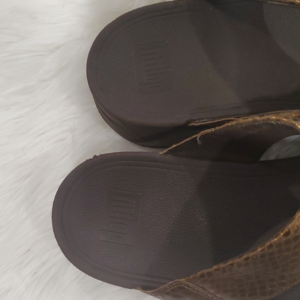Fitflop Rose Gold Textured Sandals with Contoured Footbed Size 10 - Picture 6 of 10